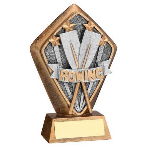 BRZ/GOLD DIAMOND HOLDER WITH 'ROWING' DISC WITH PLATE - 5.25in