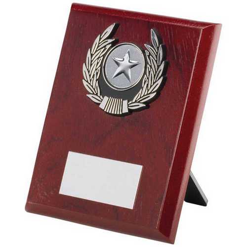 ROSEWOOD PLAQUE AND SILVER TRIM ASSEMBLED TROPHY (1in CENTRE)