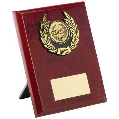 ROSEWOOD PLAQUE AND GOLD TRIM ASSEMBLED TROPHY (1in CENTRE)