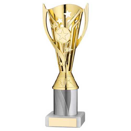 GOLD/WHITE PLASTIC 'FLASH' CUP ASSEMBLED ON MARBLE (1in CEN)