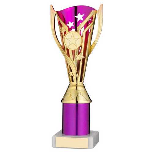 GOLD/PURPLE PLASTIC 'FLASH' CUP ASSEMBLED ON MARBLE (1in CEN)