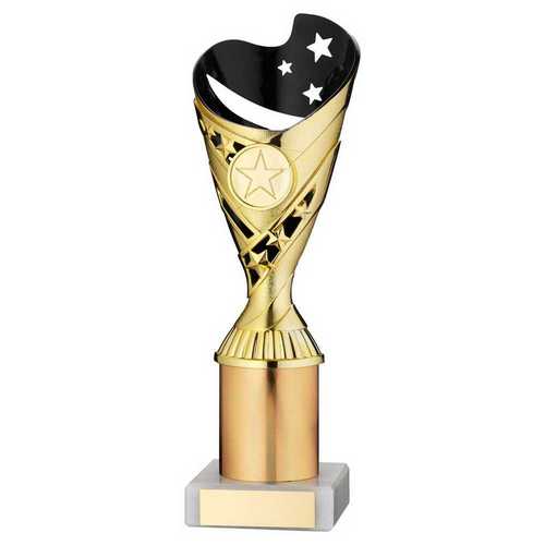 GOLD/BLACK PLASTIC 'SABRE' CUP ASSEMBLED ON MARBLE (1in CEN)