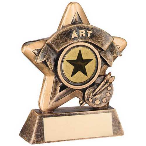 BRZ/GOLD MINI STAR 'ART' WITH PLATE (1in CENTRE) - 3.75in