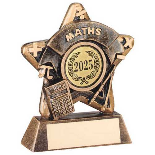 BRZ/GOLD MINI STAR 'MATHS' WITH PLATE (1in CENTRE) - 3.75in