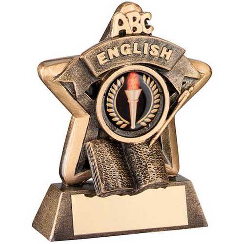 BRZ/GOLD MINI STAR 'ENGLISH' WITH PLATE (1in CENTRE) - 3.75in