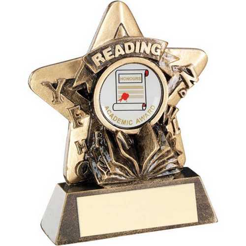 BRZ/GOLD MINI STAR 'READING' WITH PLATE (1in CENTRE) - 3.75in