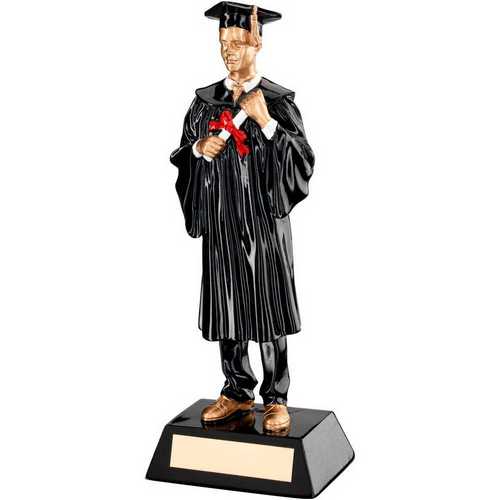 BLK/GOLD RESIN MALE GRADUATE WITH PLATE - 9.25in