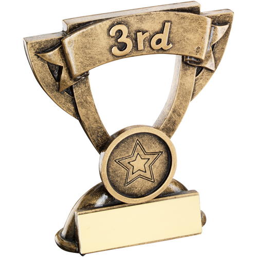 BRZ/GOLD MINI CUP POSITION WITH PLATE '3rd' (1in CENTRE)