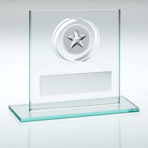 JADE/SILVER GLASS WITH STAR INSERT AND PLATE