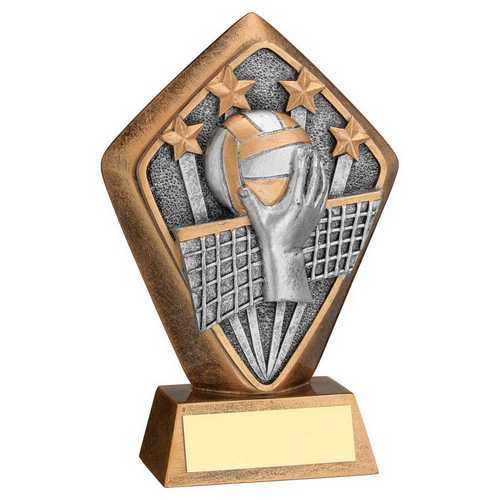 BRZ/GOLD DIAMOND HOLDER WITH 'VOLLEYBALL' DISC WITH PLATE - 5.25in