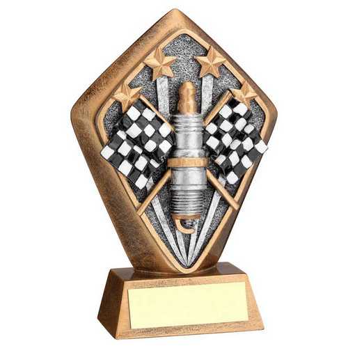 BRZ/GOLD DIAMOND HOLDER WITH 'MOTOR SPORT' DISC WITH PLATE - 5.25in
