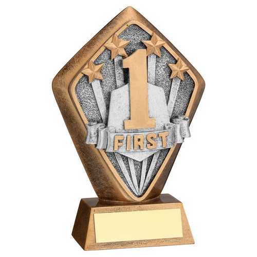 BRZ/GOLD DIAMOND HOLDER WITH '1ST' DISC WITH PLATE - 5.25in