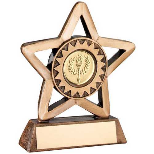 BRZ/GOLD RESIN GENERIC MINI STAR WITH PLATE (1in CENTRE)