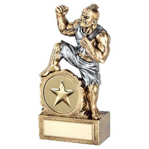BRZ/PEW GENERIC 'BEASTS' FIGURE WITH PLATE (2in CENTRE) - 7in