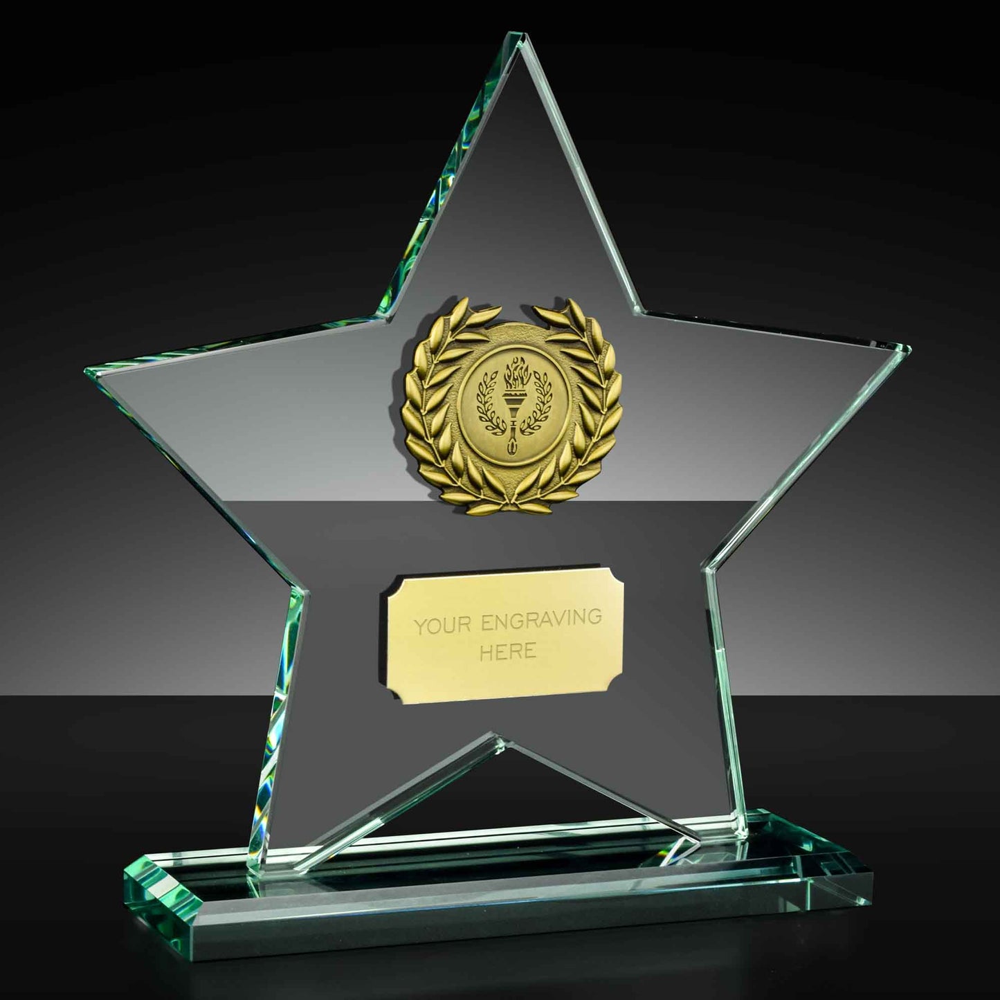 Major Star Jade Glass Plaque with A Gold Trim 14cm (5 1/2")