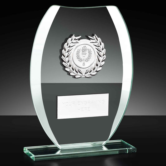 Compass Silver Trim Jade Glass Award 18.5cm (7 1/4")