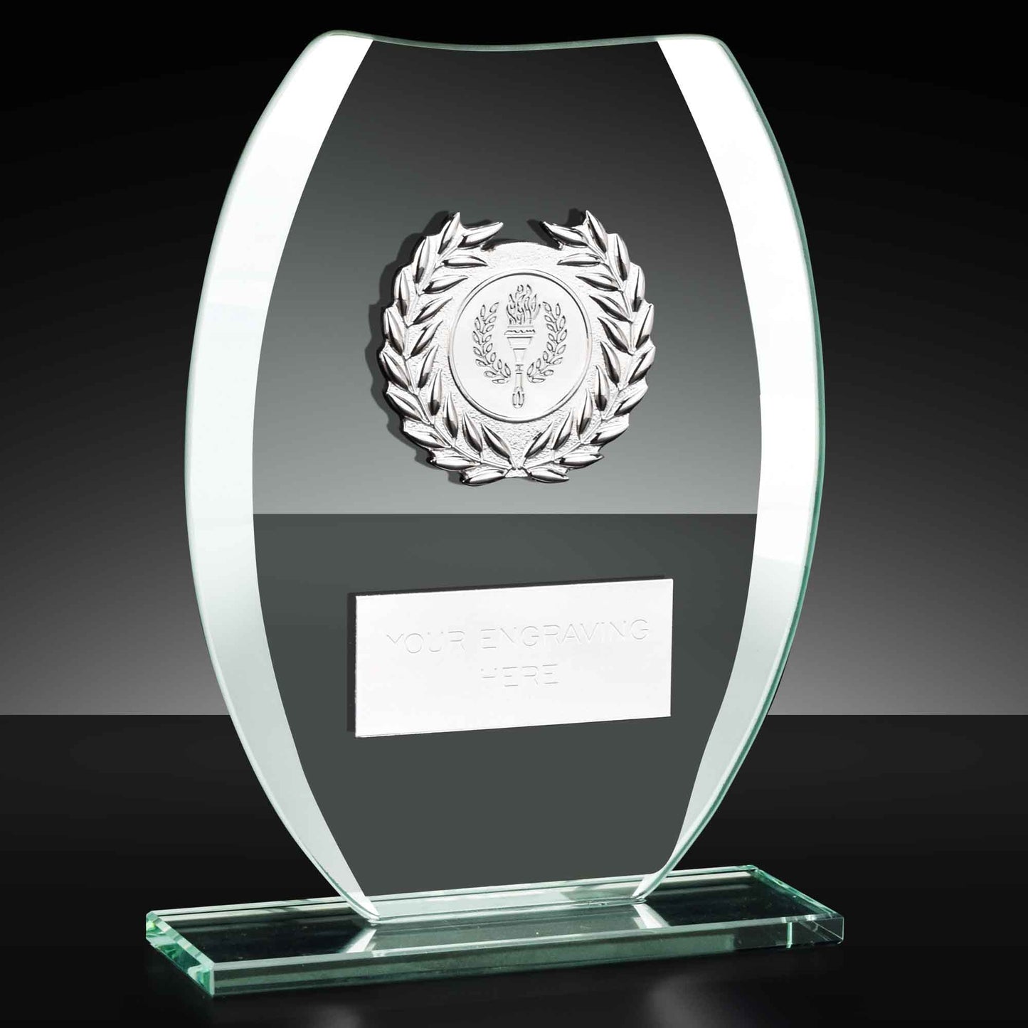 Compass Silver Trim Jade Glass Award 16.5cm (6 1/2")