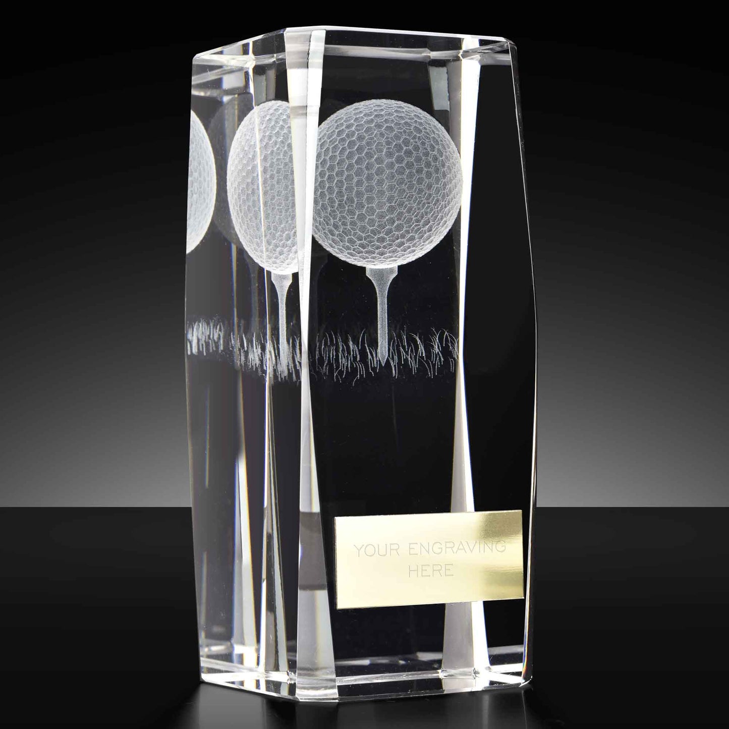 Clarity Crystal Block Golf Award 11.5cm (4.5")