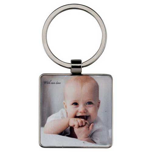 METAL SQUARE KEY FOB WITH WHITE FILL (FOR SUBLIMATION) - 2in