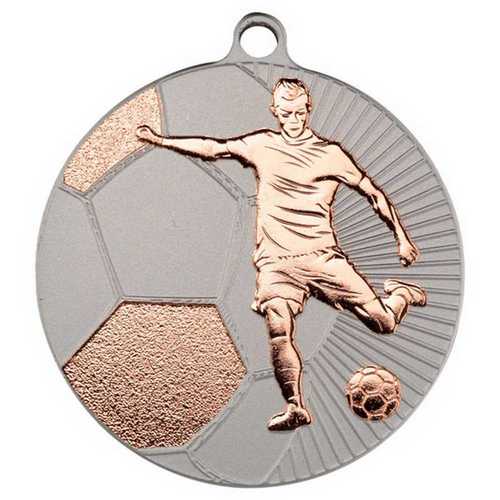 FOOTBALL TWO COLOUR MEDAL MATT SILVER/BRONZE - 2.75in