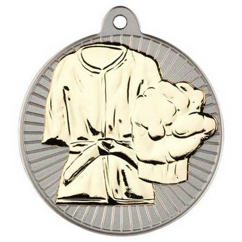 MARTIAL ARTS TWO COLOUR MEDAL MATT SILVER/BRONZE - 2in