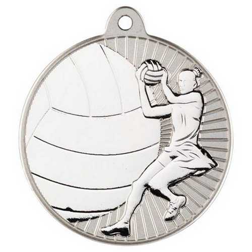 NETBALL TWO COLOUR MEDAL MATT SILVER/BRONZE - 2in