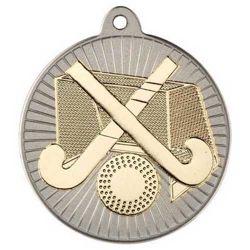 HOCKEY TWO COLOUR MEDAL MATT SILVER/BRONZE - 2in