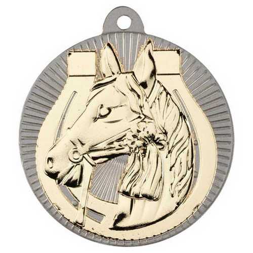HORSE TWO COLOUR MEDAL MATT SILVER/BRONZE - 2in