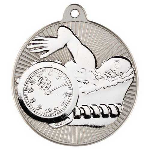 SWIMMING TWO COLOUR MEDAL MATT SILVER/BRONZE - 2in