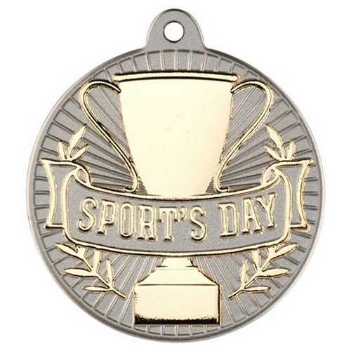 SPORTS DAY TWO COLOUR MEDAL MATT SILVER/BRONZE - 2in