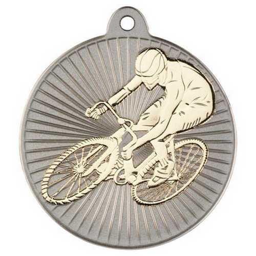 CYCLING TWO COLOUR MEDAL MATT SILVER/BRONZE - 2in