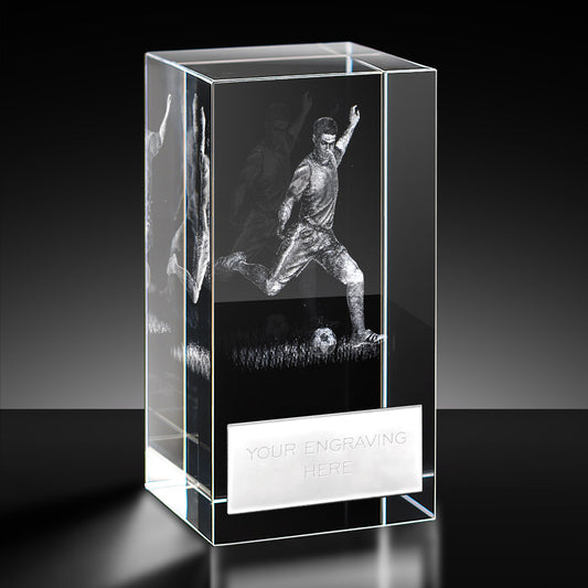 Optical Crystal 3D Laser Football Trophy 10cm (4")