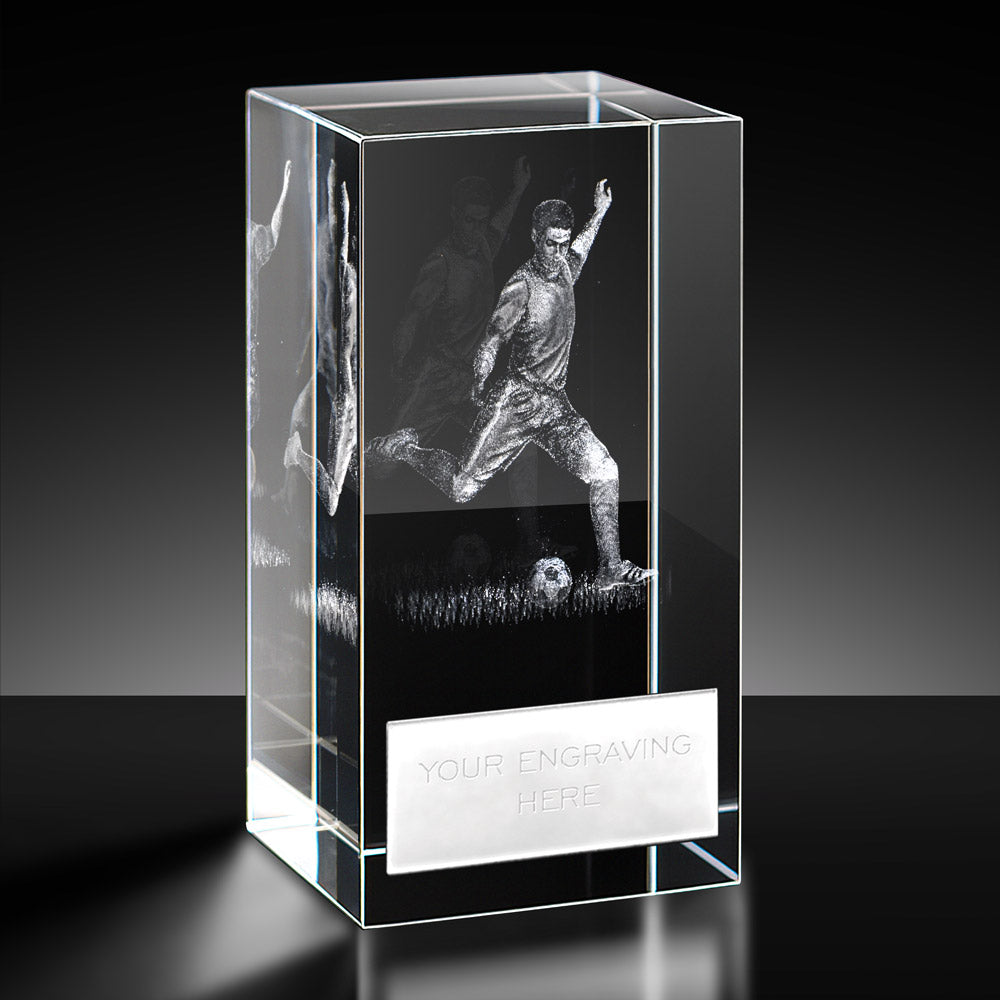 Optical Crystal 3D Laser Football Trophy 10cm (4")