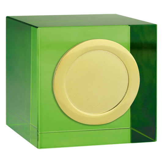 Green Merit Optical Crystal Block with Gold Trim 5cm (2")