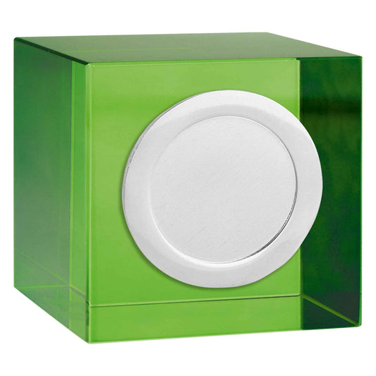Green Merit Optical Crystal Block with Silver Trim 5cm (2")