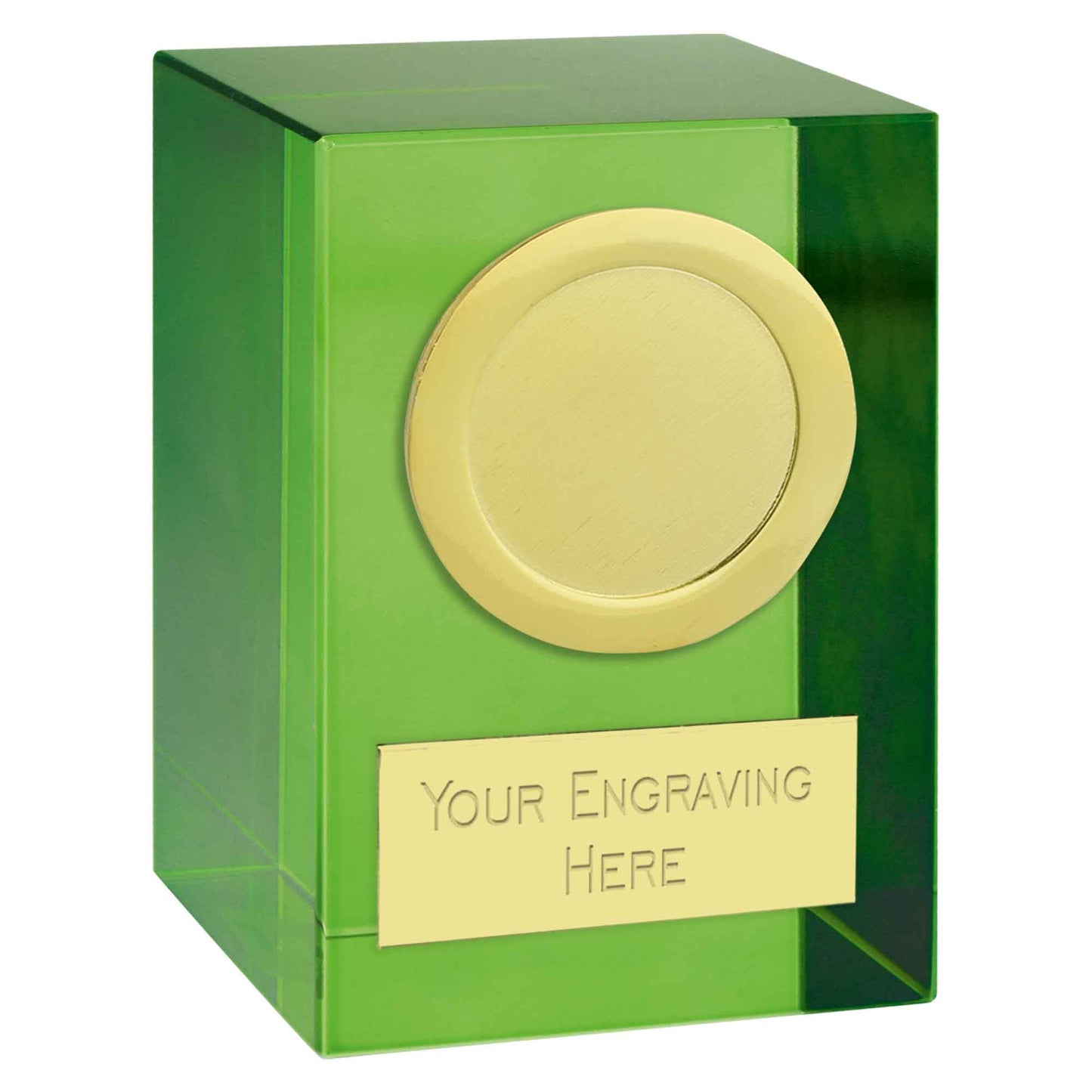 Green Merit Optical Crystal Block with Gold Trim 8cm (3 1/4")