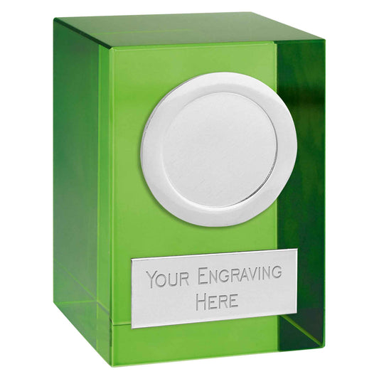 Green Merit Optical Crystal Block with Silver Trim 8cm (3 1/4")