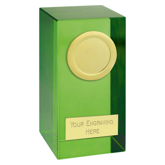 Green Merit Optical Crystal Block with Gold Trim 10cm (4")