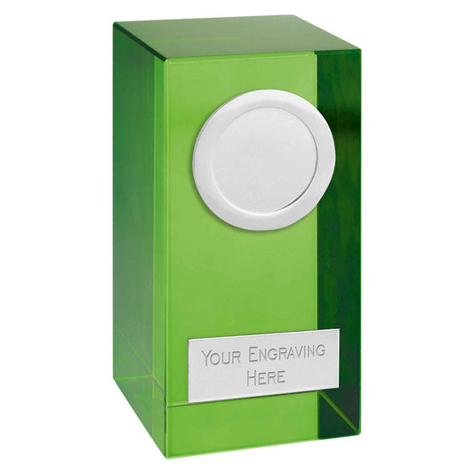 Green Merit Optical Crystal Block with Silver Trim 10cm (4")