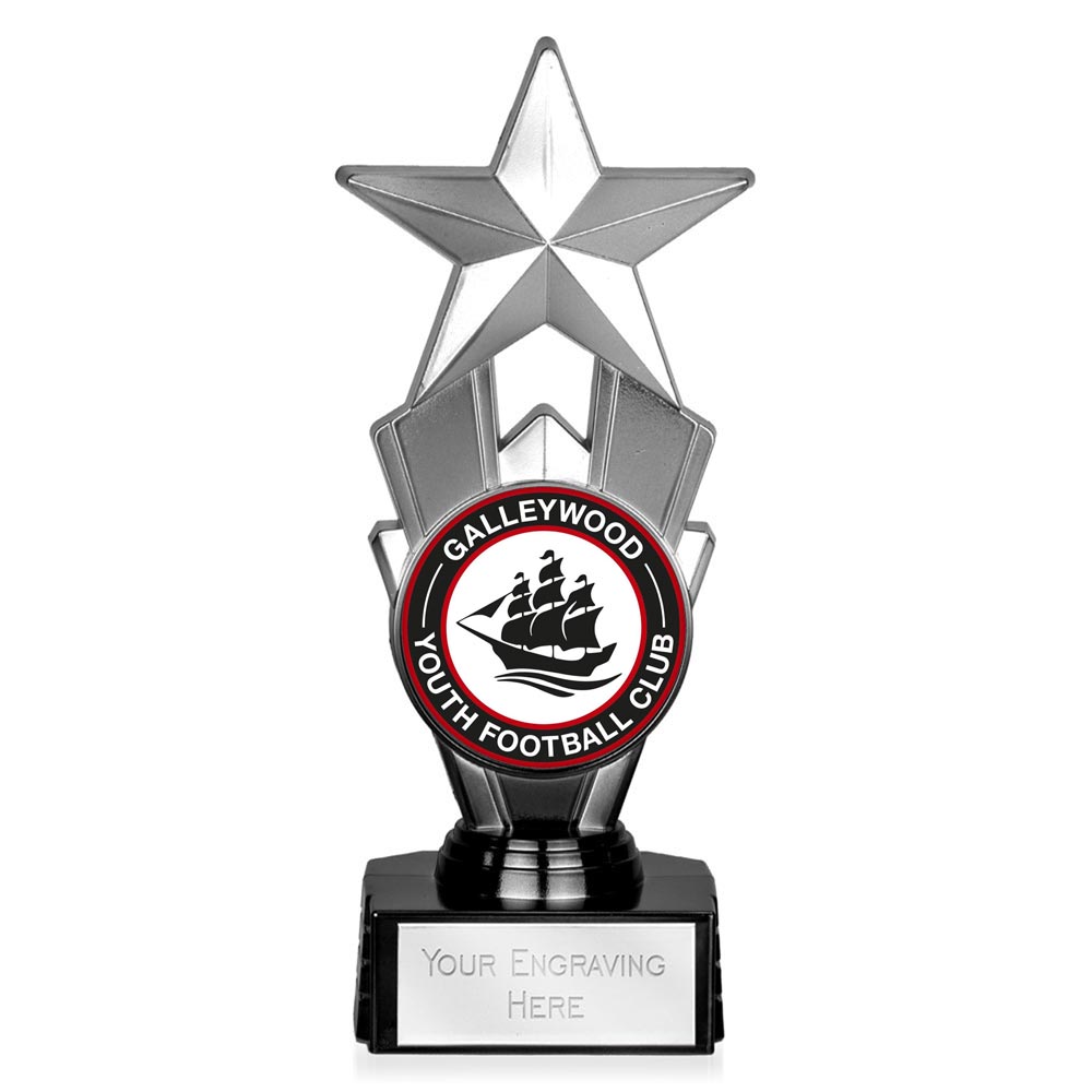 Award Star Gold & Black Custom Logo Trophy 18cm (7 1/8")