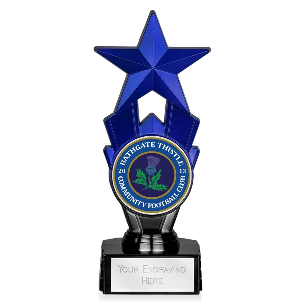 Award Star Gold & Black Custom Logo Trophy 18cm (7 1/8")