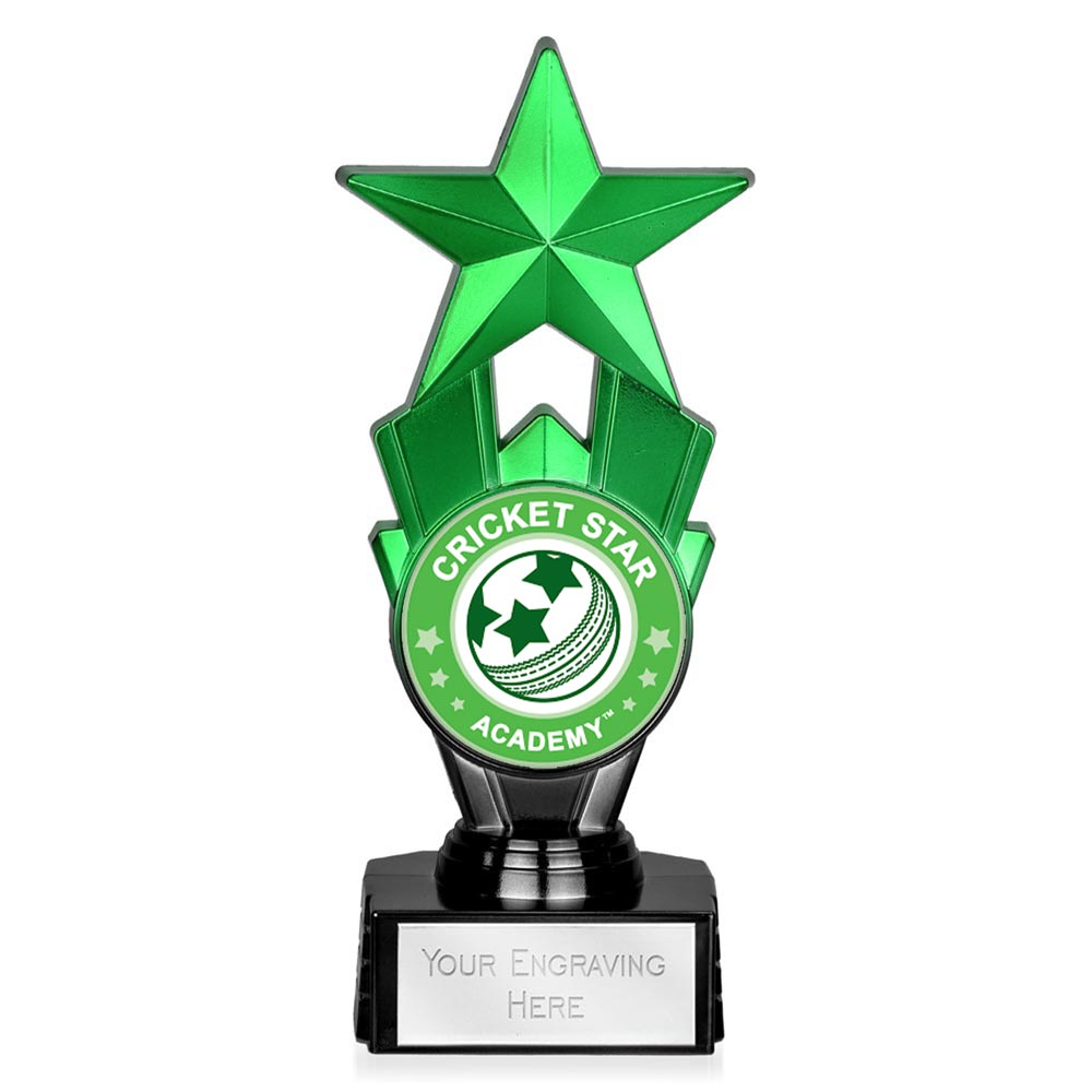 Award Star Gold & Black Custom Logo Trophy 18cm (7 1/8")