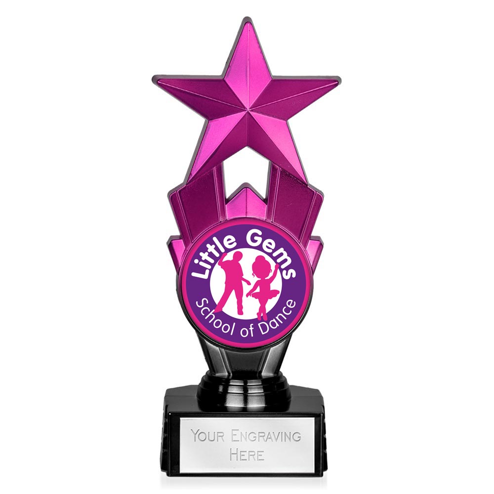 Award Star Gold & Black Custom Logo Trophy 18cm (7 1/8")