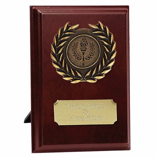 Gold Laurel Wooden Prize Plaque 12.5cm (5")